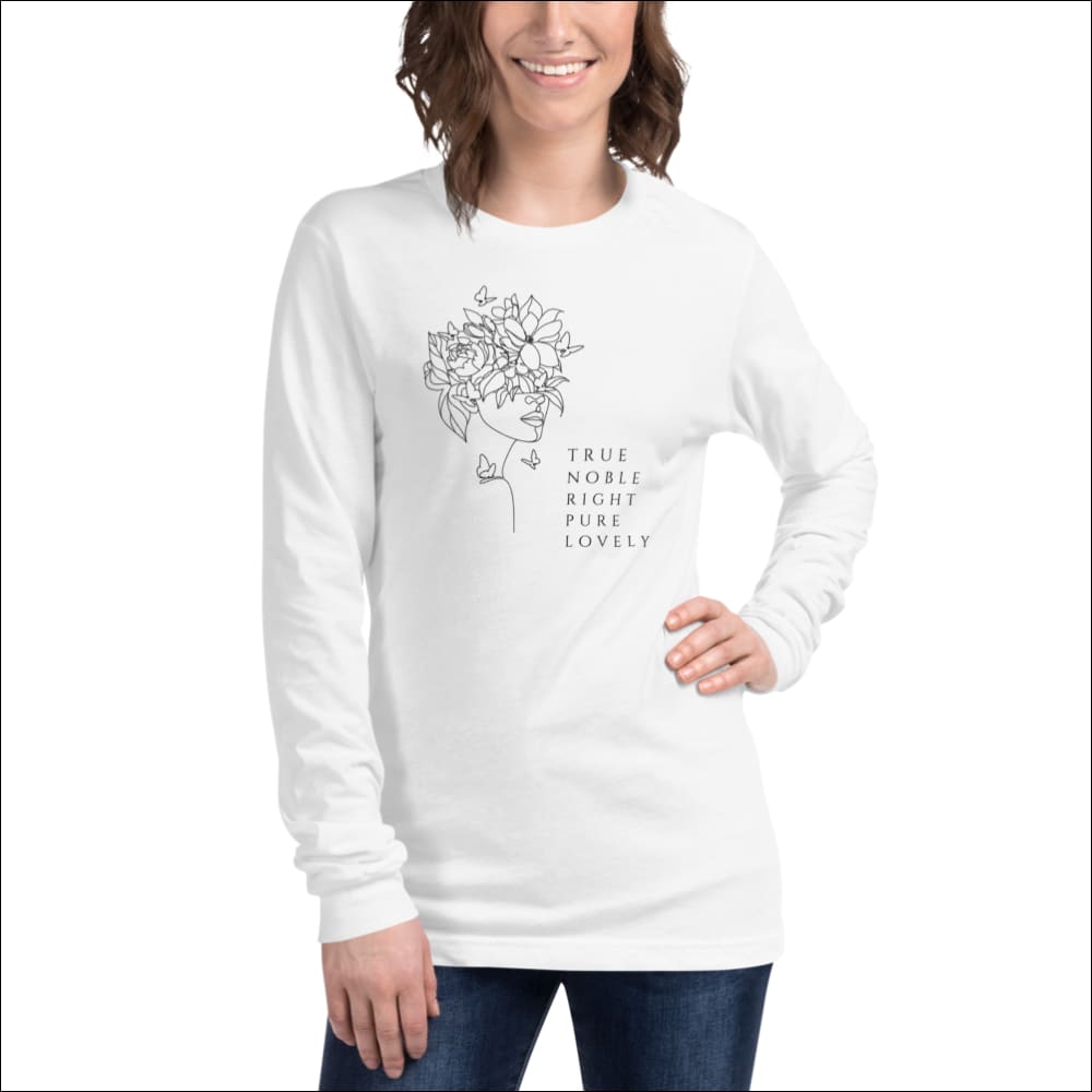 Philippians 4:8 Long Sleeve Tee - White / XS